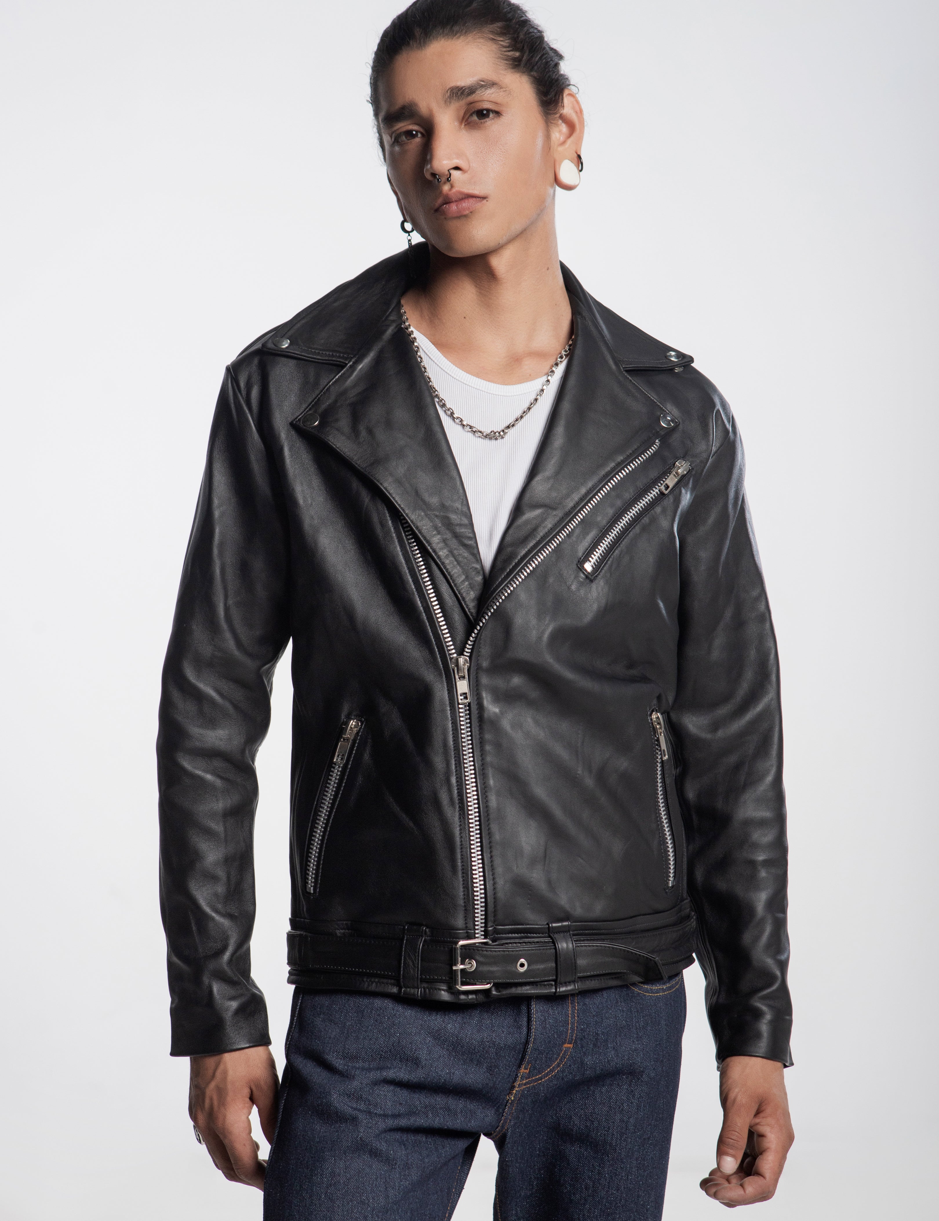 Slim Fit Chamarras Hombre De Moda Cazadora Biker Chamarras De Piel