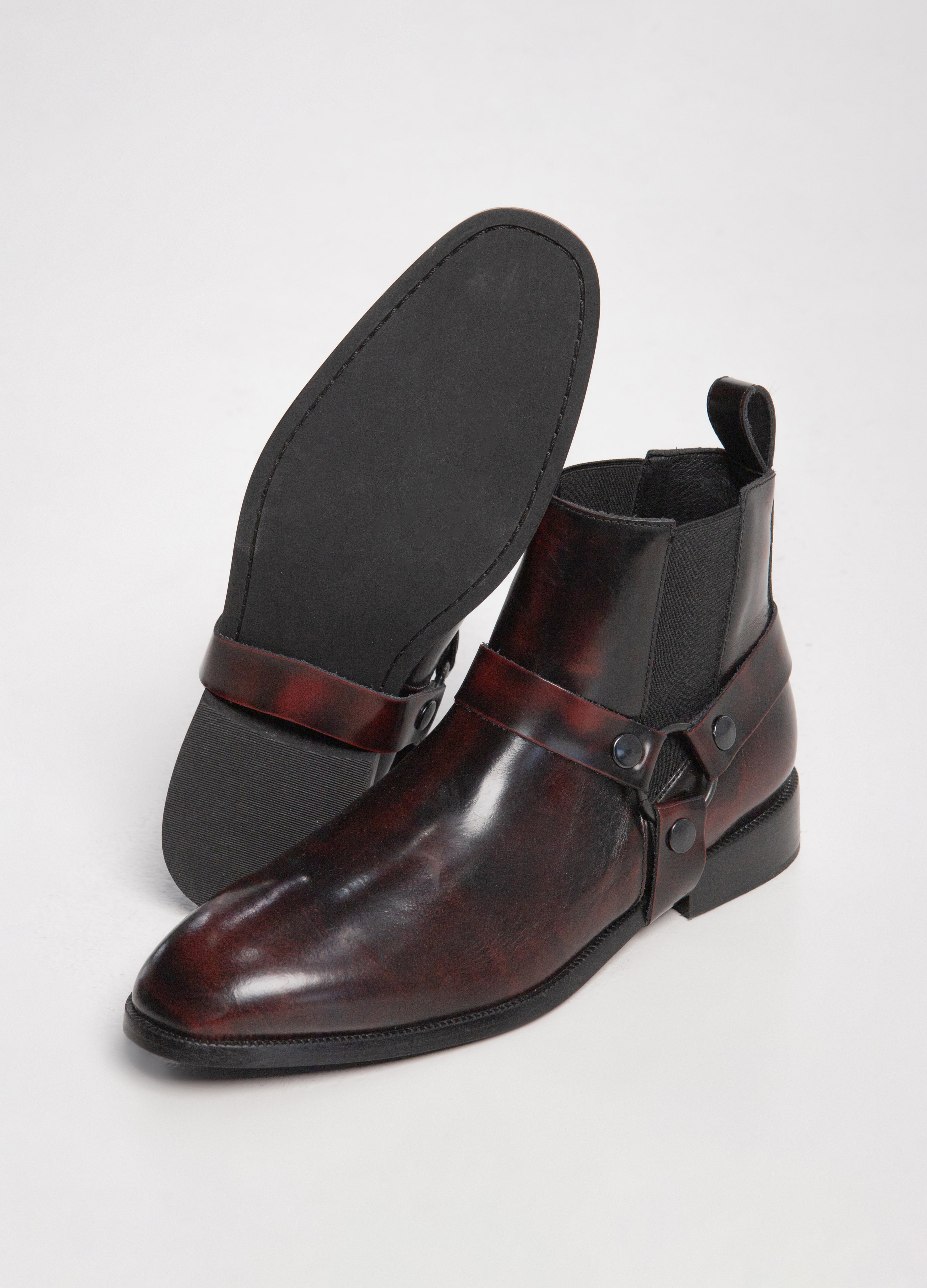 Botas chelsea fabricadas en piel color vino para hombre | Thoro – THORO 650