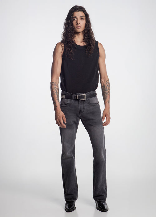 Pantalón Boot Cut 001  Negro Deslavado