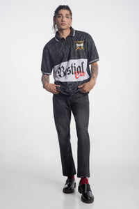 Pantalón Cropped Negro Deslavado